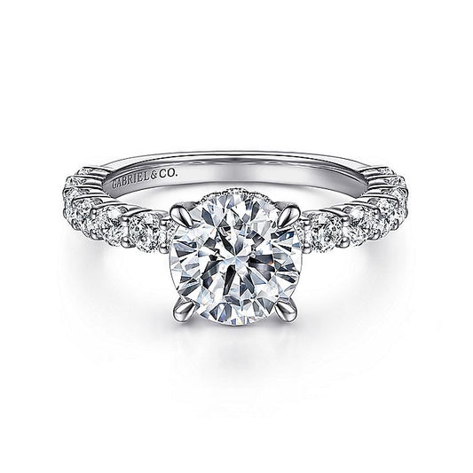 Gabriel & Co. ER14893R8W44JJ 14K White Gold Round Diamond Engagement Ring