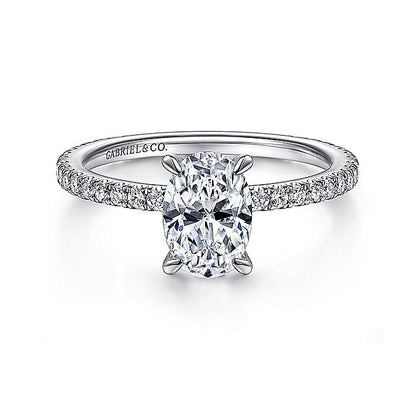 Gabriel & Co. ER14914O4W44JJ 14K White Gold Oval Diamond Engagement Ring