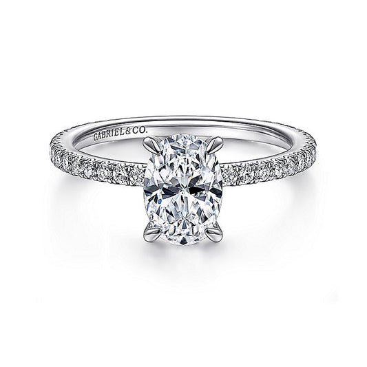 Gabriel & Co. ER14914O4W44JJ 14K White Gold Oval Diamond Engagement Ring