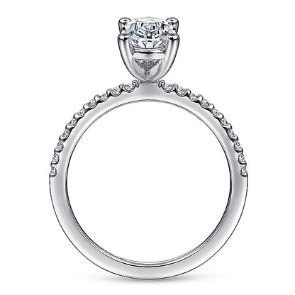 Gabriel & Co. ER14918O4W44JJ 14K White Gold Oval Diamond Engagement Ring