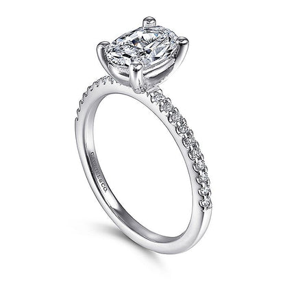 Gabriel & Co. ER14918O4W44JJ 14K White Gold Oval Diamond Engagement Ring