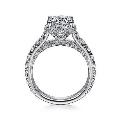 Gabriel & Co. ER14977R8W83JJ 18K White Gold Hidden Halo Round Diamond Engagement Ring