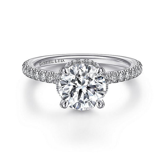 Gabriel & Co. ER14992R6W83JJ 18K White Gold Hidden Halo Round Diamond Engagement Ring