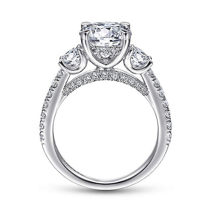 Gabriel & Co. ER15002R8W83JJ 18K White Gold Round 3 Stone Diamond Engagement Ring