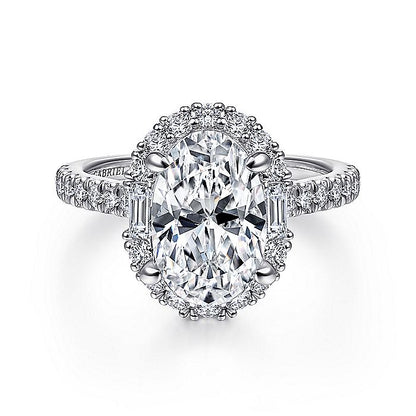 Gabriel & Co. ER15015O8W44JJ 14K White Gold Oval Halo Diamond Engagement Ring