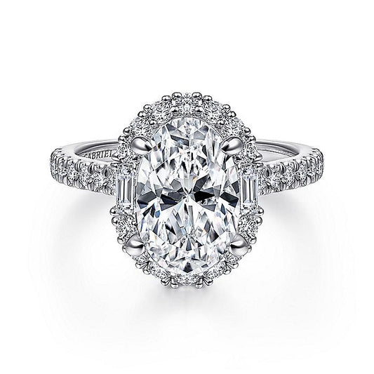 Gabriel & Co. ER15015O8W44JJ 14K White Gold Oval Halo Diamond Engagement Ring
