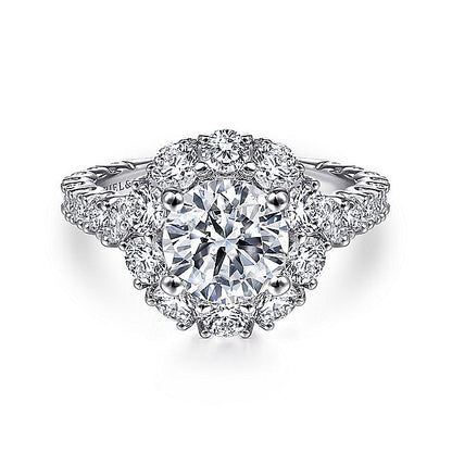 Gabriel & Co. ER15042R6W44JJ 14K White Gold Round Halo Diamond Engagement Ring