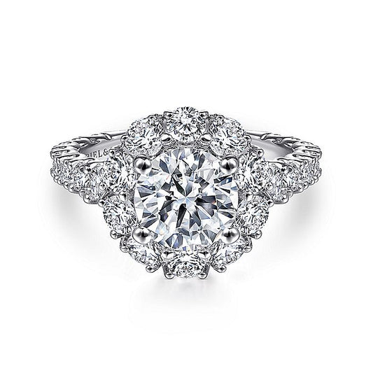 Gabriel & Co. ER15042R6W44JJ 14K White Gold Round Halo Diamond Engagement Ring