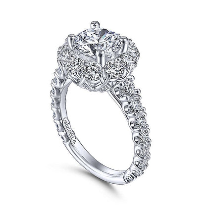 Gabriel & Co. ER15042R6W44JJ 14K White Gold Round Halo Diamond Engagement Ring