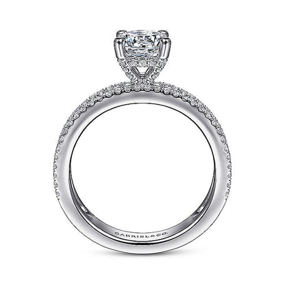 Gabriel & Co. ER15175R4W44JJ 14K White Gold Wide Band Round Diamond Engagement Ring