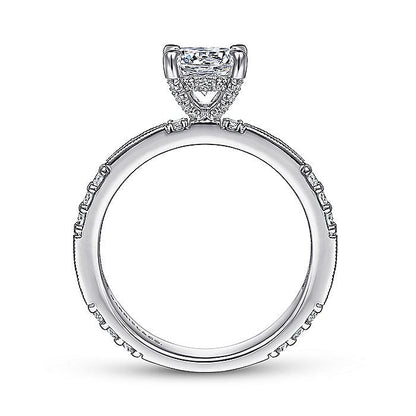 Gabriel & Co. ER15204R4W44JJ Art Deco 14K White Gold Round Diamond Engagement Ring