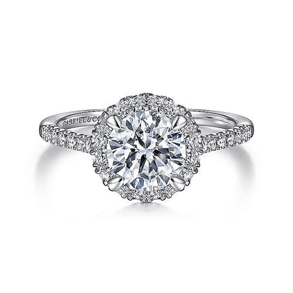 Gabriel & Co. ER15221R6W44JJ 14K White Gold Round Halo Diamond Engagement Ring