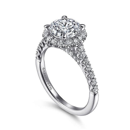 Gabriel & Co. ER15221R6W44JJ 14K White Gold Round Halo Diamond Engagement Ring