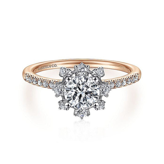Gabriel & Co. ER15226R3T44JJ 14K White-Rose Gold Round Halo Diamond Engagement Ring