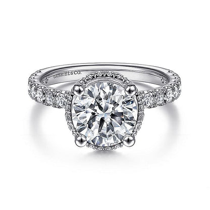 Gabriel & Co. ER15228R8W44JJ 14K White Gold Hidden Halo Round Diamond Engagement Ring