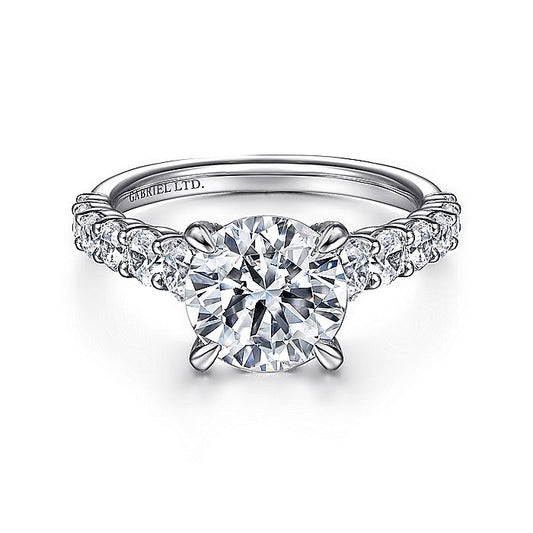 Gabriel & Co. ER15344R8W83JJ 18K White Gold Round Diamond Engagement Ring