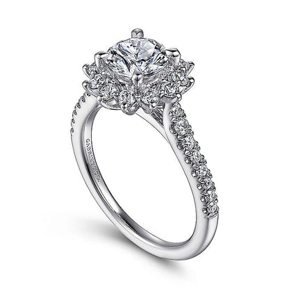 Gabriel & Co. ER15590R4W44JJ 14K White Gold Fancy Halo Round Diamond Engagement Ring