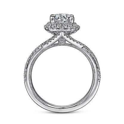 Gabriel & Co. ER15598Q4W44JJ 14K White Gold Round Halo Diamond Engagement Ring