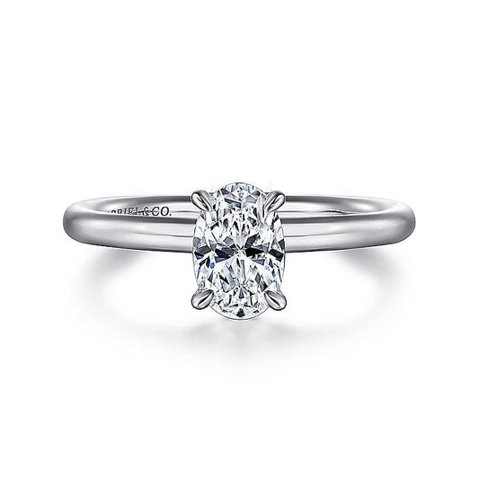Gabriel & Co. ER15619O4W4JJJ 14K White Gold Oval Solitaire Engagement Ring