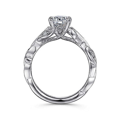 Gabriel & Co. ER15626R4W44JJ 14K White Gold Floral Round Diamond Engagement Ring