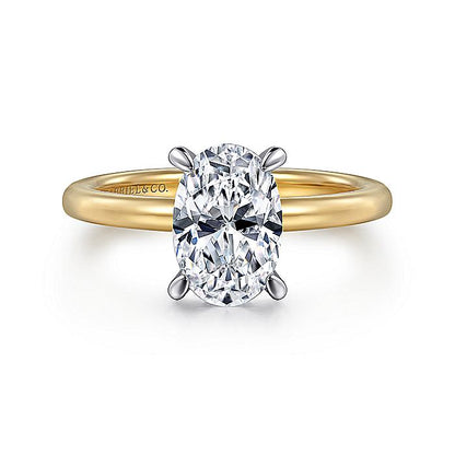 Gabriel & Co. ER15972O6M44JJ 14K White-Yellow Gold Hidden Halo Oval Diamond Engagement Ring