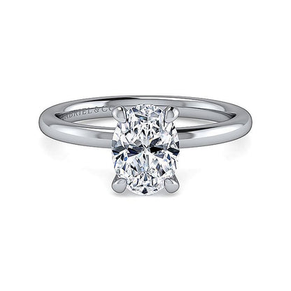 Gabriel & Co. ER15972O6W44JJ 14K White Gold Hidden Halo Oval Diamond Engagement Ring