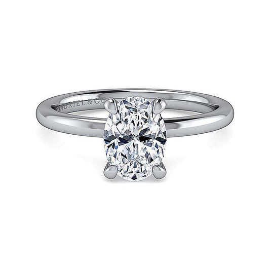 Gabriel & Co. ER15972O6W44JJ 14K White Gold Hidden Halo Oval Diamond Engagement Ring