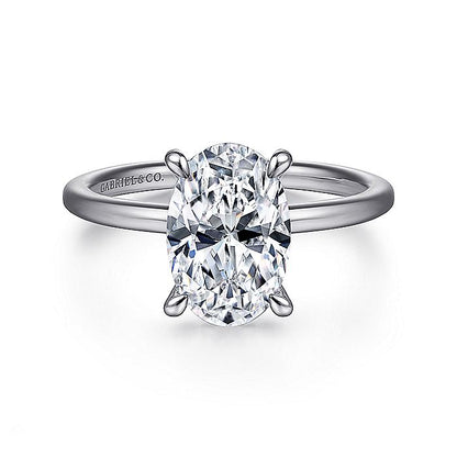 Gabriel & Co. ER15972O8W44JJ 14K White Gold Hidden Halo Oval Diamond Engagement Ring