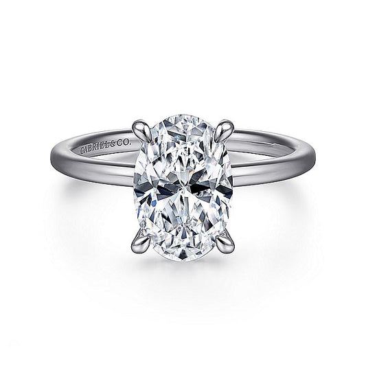 Gabriel & Co. ER15972O8W44JJ 14K White Gold Hidden Halo Oval Diamond Engagement Ring