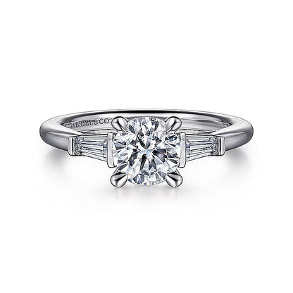 Gabriel & Co. ER16121R4W43JJ 14K White Gold Round Three Stone Diamond Engagement Ring