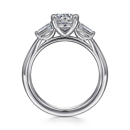Gabriel & Co. ER16121R4W43JJ 14K White Gold Round Three Stone Diamond Engagement Ring