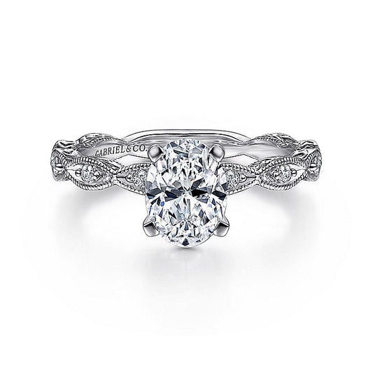 Gabriel & Co. ER4122O4W44JJ 14K White Gold Oval Diamond Engagement Ring