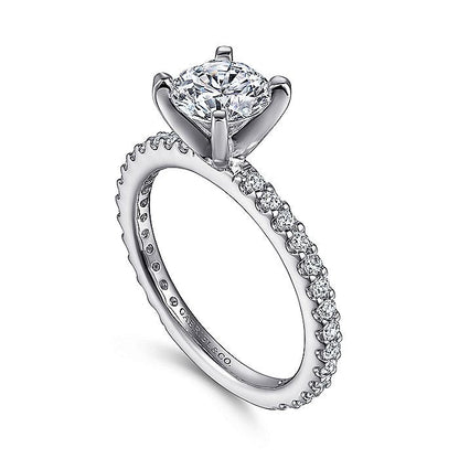 Gabriel & Co. ER4124W44JJ 14K White Gold Round Diamond Engagement Ring