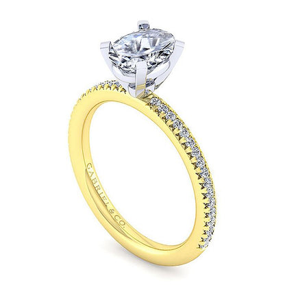 Gabriel & Co. ER4181O4M44JJ 14K White-Yellow Gold Oval Diamond Engagement Ring