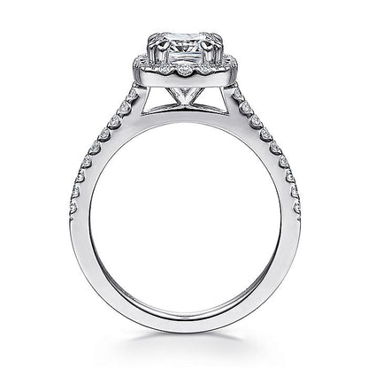 Gabriel & Co. ER6419C4W44JJ 14K White Gold Cushion Halo Diamond Engagement Ring