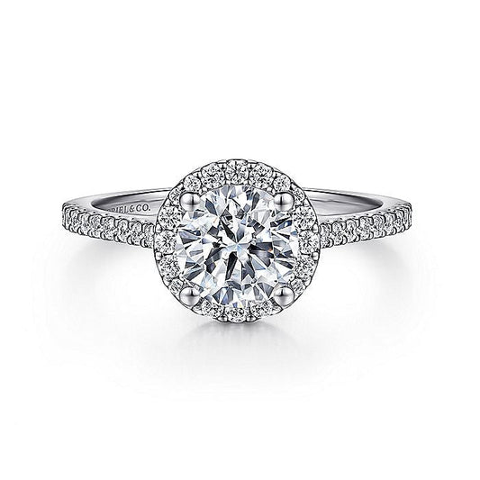 Gabriel & Co. ER6419W44JJ 14K White Gold Round Halo Diamond Engagement Ring