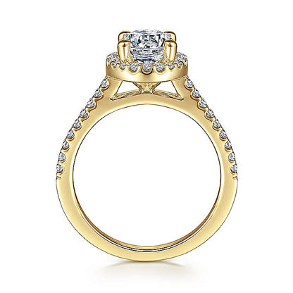Gabriel & Co. ER6419Y44JJ 14K Yellow Gold Round Halo Diamond Engagement Ring