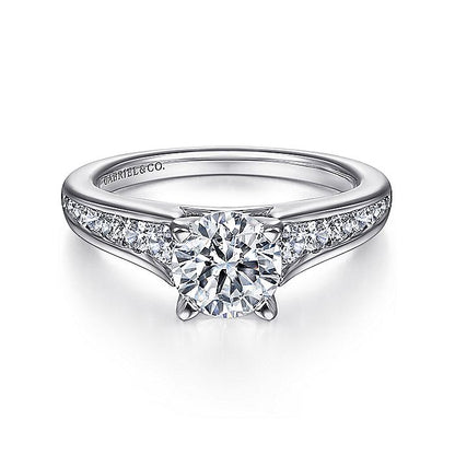 Gabriel & Co. ER6664W44JJ 14K White Gold Round Diamond Engagement Ring