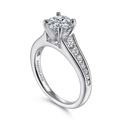 Gabriel & Co. ER6664W44JJ 14K White Gold Round Diamond Engagement Ring