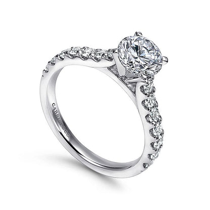 Gabriel & Co. ER6703W44JJ 14K White Gold Round Diamond Engagement Ring