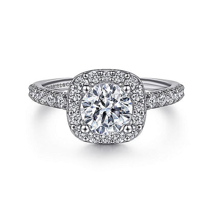 Gabriel & Co. ER6872PT4JJ Platinum Cushion Halo Round Diamond Engagement Ring
