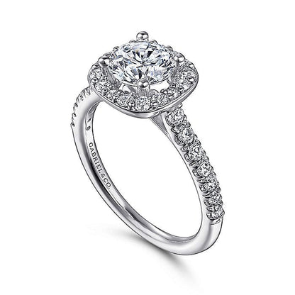 Gabriel & Co. ER6872W44JJ 14K White Gold Cushion Halo Round Diamond Engagement Ring