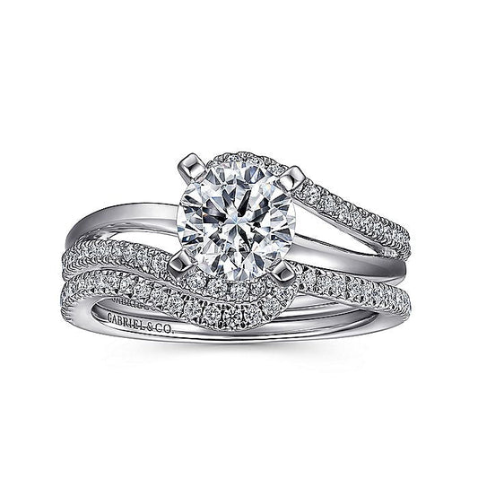 Gabriel & Co. ER6974W44JJ 14K White Gold Round Bypass Diamond Engagement Ring