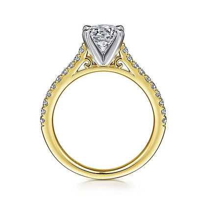 Gabriel & Co. ER7224M44JJ 14K White-Yellow Gold Round Diamond Engagement Ring