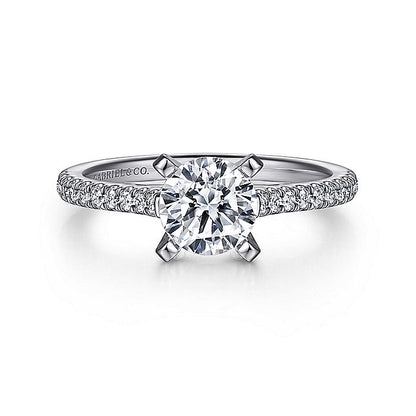 Gabriel & Co. ER7224W44JJ 14K White Gold Round Diamond Engagement Ring