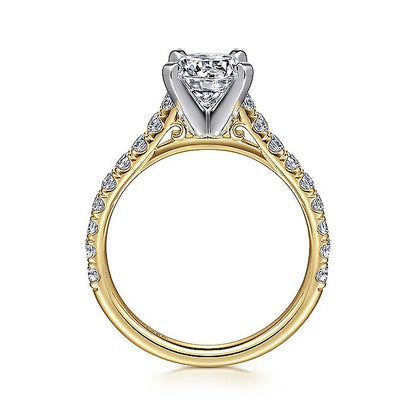 Gabriel & Co. ER7225M44JJ 14K White-Yellow Gold Round Diamond Engagement Ring