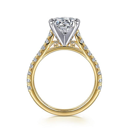 Gabriel & Co. ER7225R8M44JJ 14K White-Yellow Gold Round Diamond Engagement Ring