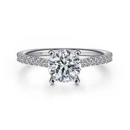 Gabriel & Co. ER7227W44JJ 14K White Gold Round Diamond Engagement Ring