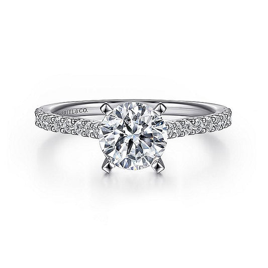 Gabriel & Co. ER7227W44JJ 14K White Gold Round Diamond Engagement Ring