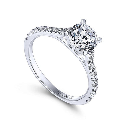 Gabriel & Co. ER7227W44JJ 14K White Gold Round Diamond Engagement Ring